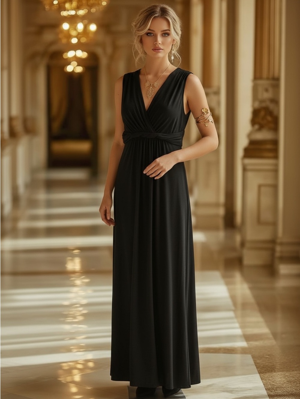 Chico's Black Sleeveless V-Neck Maxi Dress